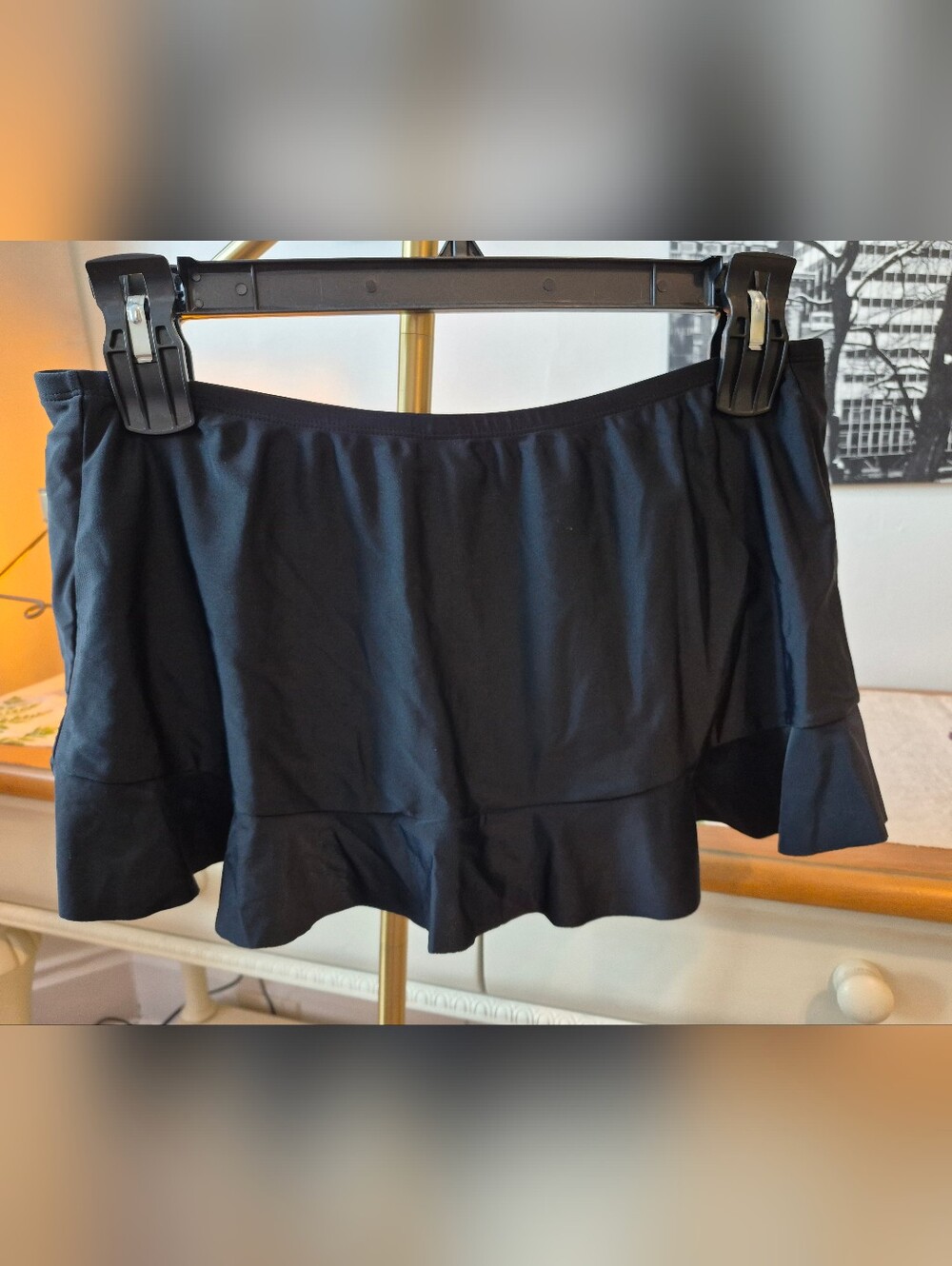 Coco Beach Size M Black Ruffled Swim Skirt